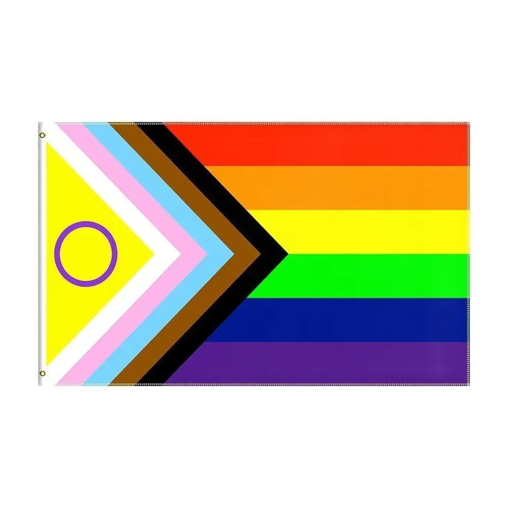 Intersex Inclusive Progress Pride Flag Rainbow LGBT Flag 90x150cm Polyester