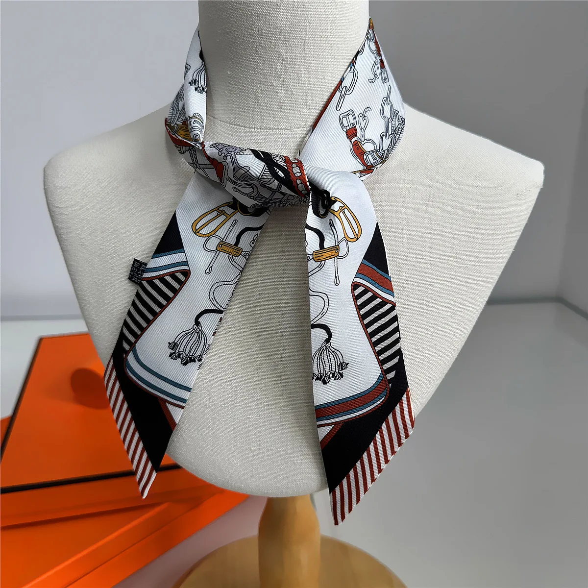 Marke Design Gürtel Frauen Schal Luxus Seide Schal Mode Haar Stirnband Foulard Tasche Dekoration Dünne Tasche Schals Halstuch – Detail 10