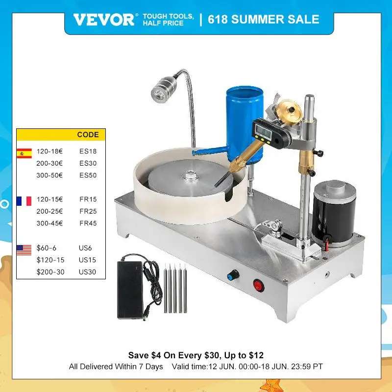 VEVOR 120W Gem Faceting Machine with Mechanical Handle 1800RPM Rock