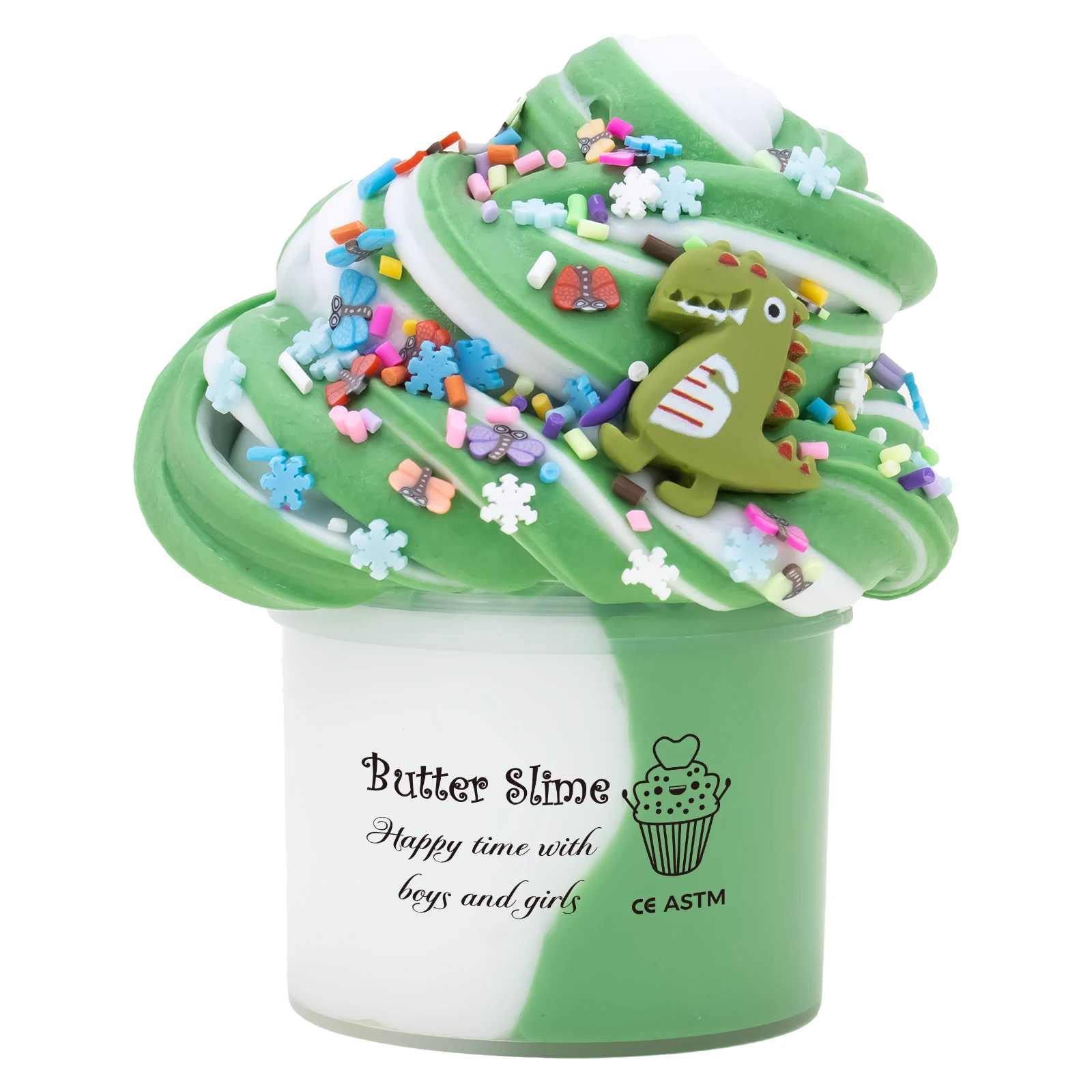 70ml Scented Butter Slime With Cute dinosaur Accessories Charm Slime Non-sticky Hands Polymer Clay Toy Birthday Party Favor Gift 5