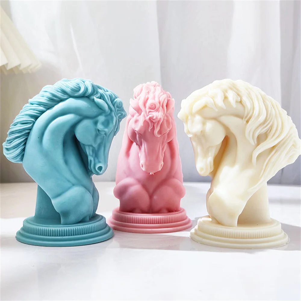 Animal Horse Head Candle Mold Silicone Reusable for DIY Epoxy Resin Plaster Casting