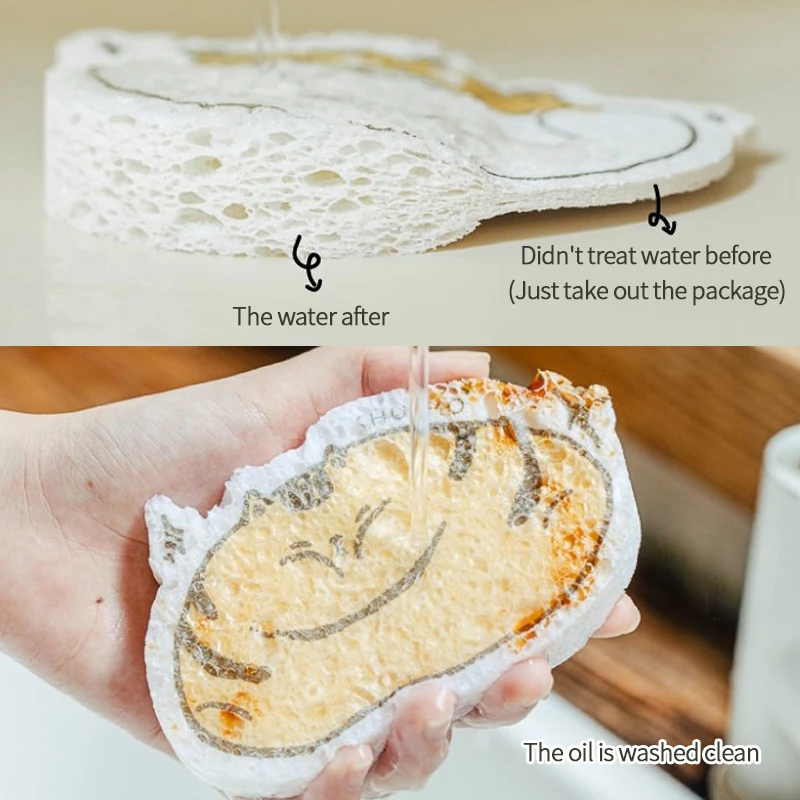 Kitchen Dishwashing Sponge Cleaning Sponges Double Sided Scouring Pads Compressed Wood Pulp Sponge Dishes Pot Wipe cleaning sponges