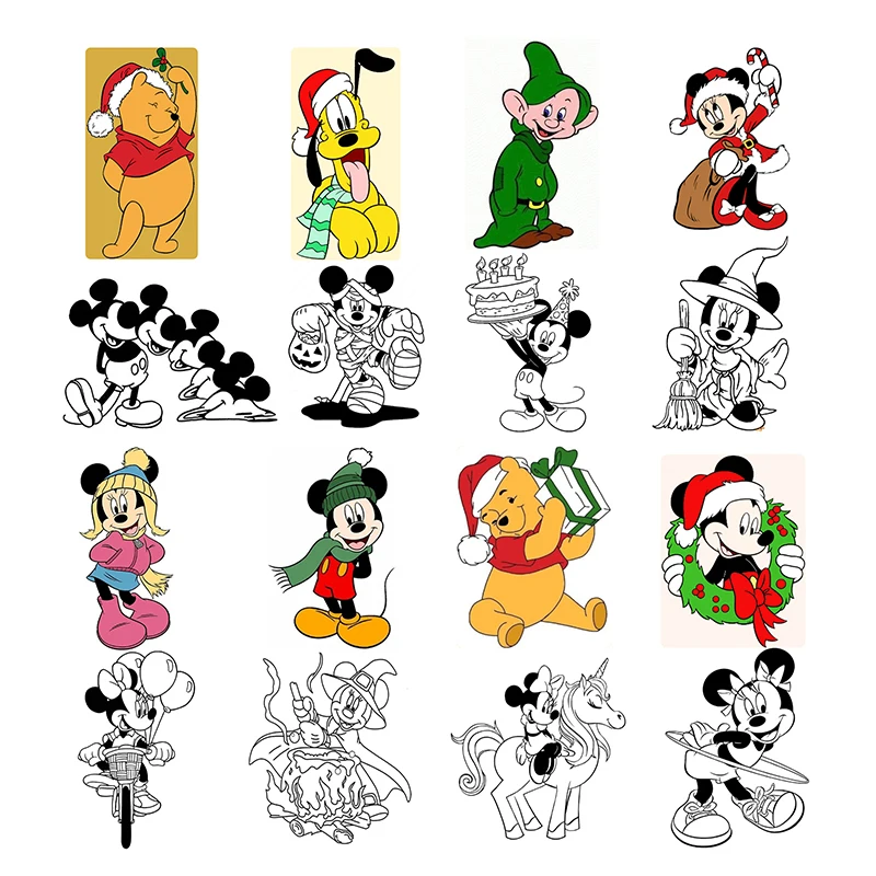 Stickers Disney Personnages Mickey Winnie Pluto Noël Fêtes