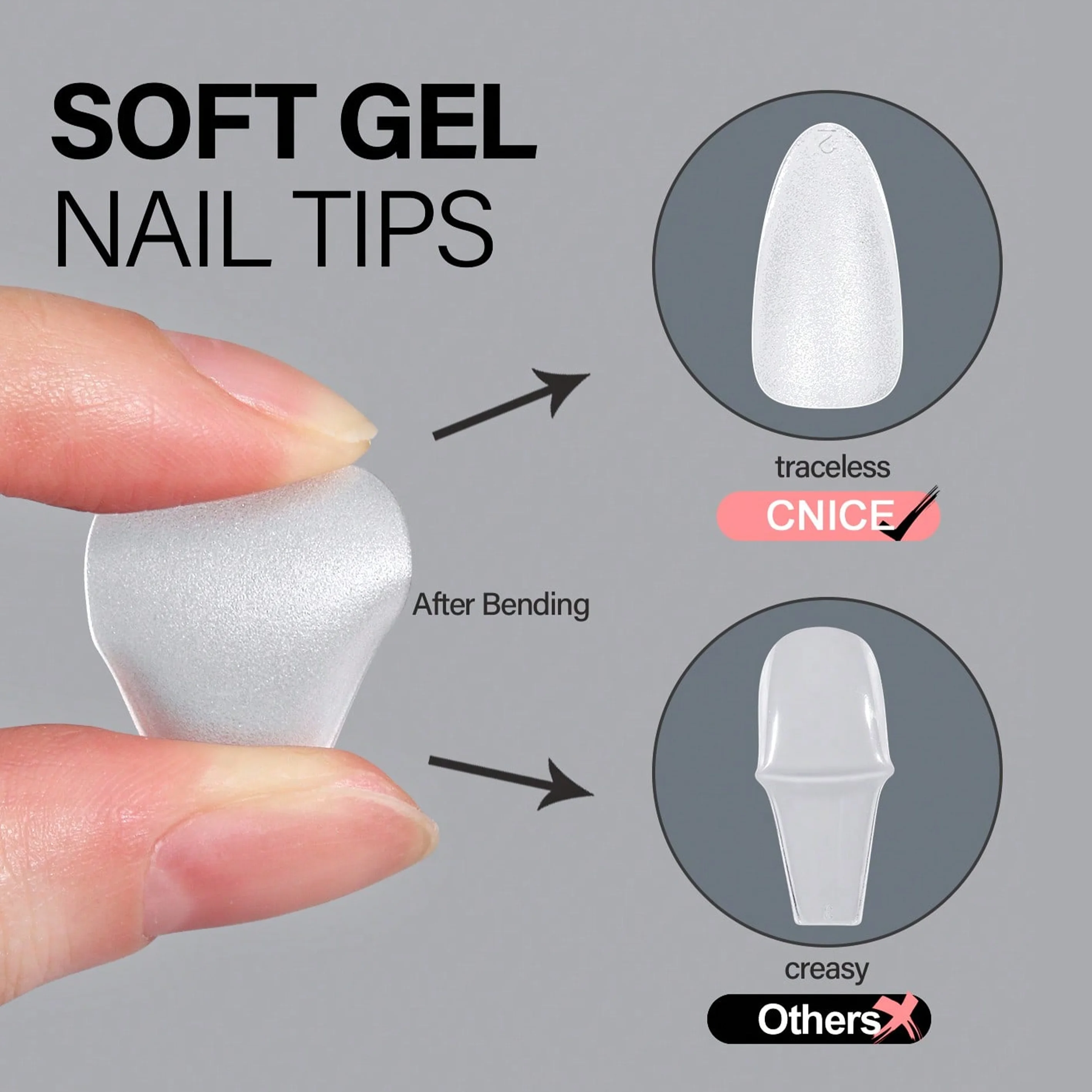 핫웨이 300개 아몬드/타원형/아크릴 네일 팁, 15가지 사이즈, 풀세트 인조 네일, 무광 단색, 숏미디엄