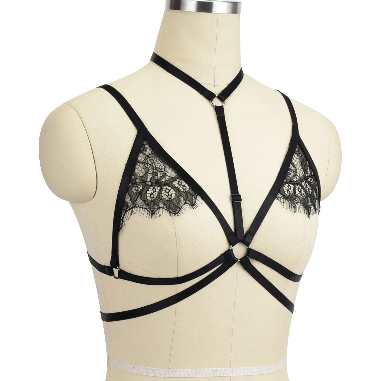 Lace Nightclub Attraction Transparent Edge Black European And American Line Bundle Bras Women's Unique Special Purpose Clothing