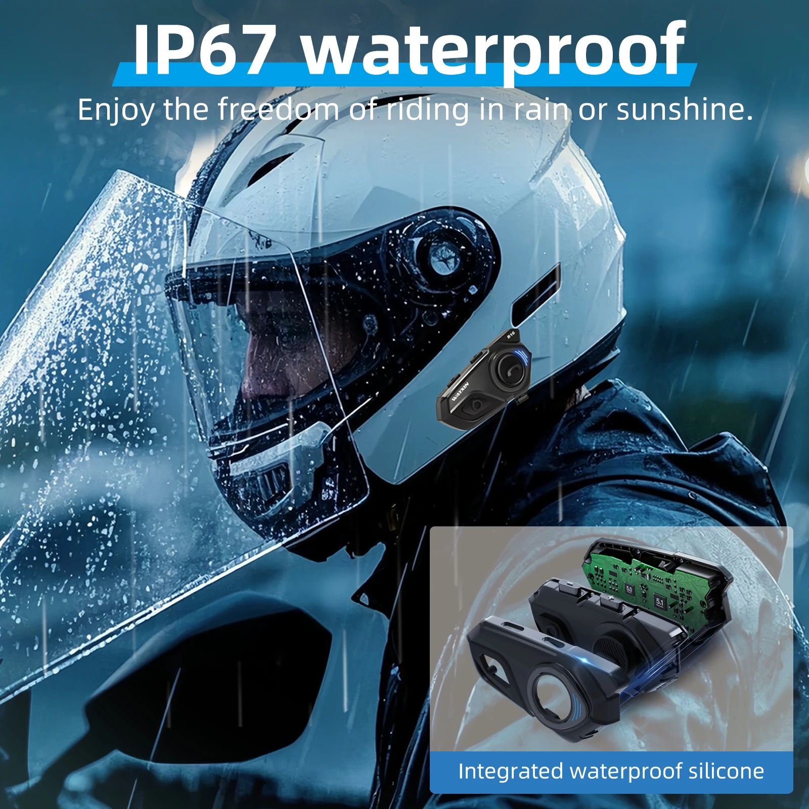 Wayxin T2 Motorcycle Helmet Bluetooth Headset Intercom 4 Riders_voghion.com