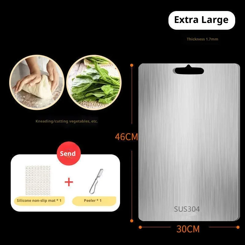 Planche à Découper En Acier Inoxydable 60x49cm | Double Face, Anti-rayures | Hygiénique Et Durable