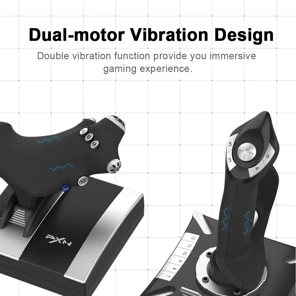 PXN 2119 PRO Joystick de Vol - Simulation Réaliste pour PC, PS4 et Xbox One connecté à un PC avec câble USB