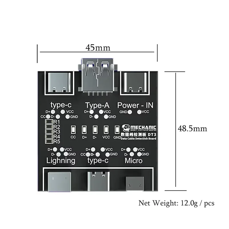 รูปสินค้า เครื่องทดสอบสายเคเบิล ตรวจจับลัดวงจร สำหรับ Type-C Micro USB