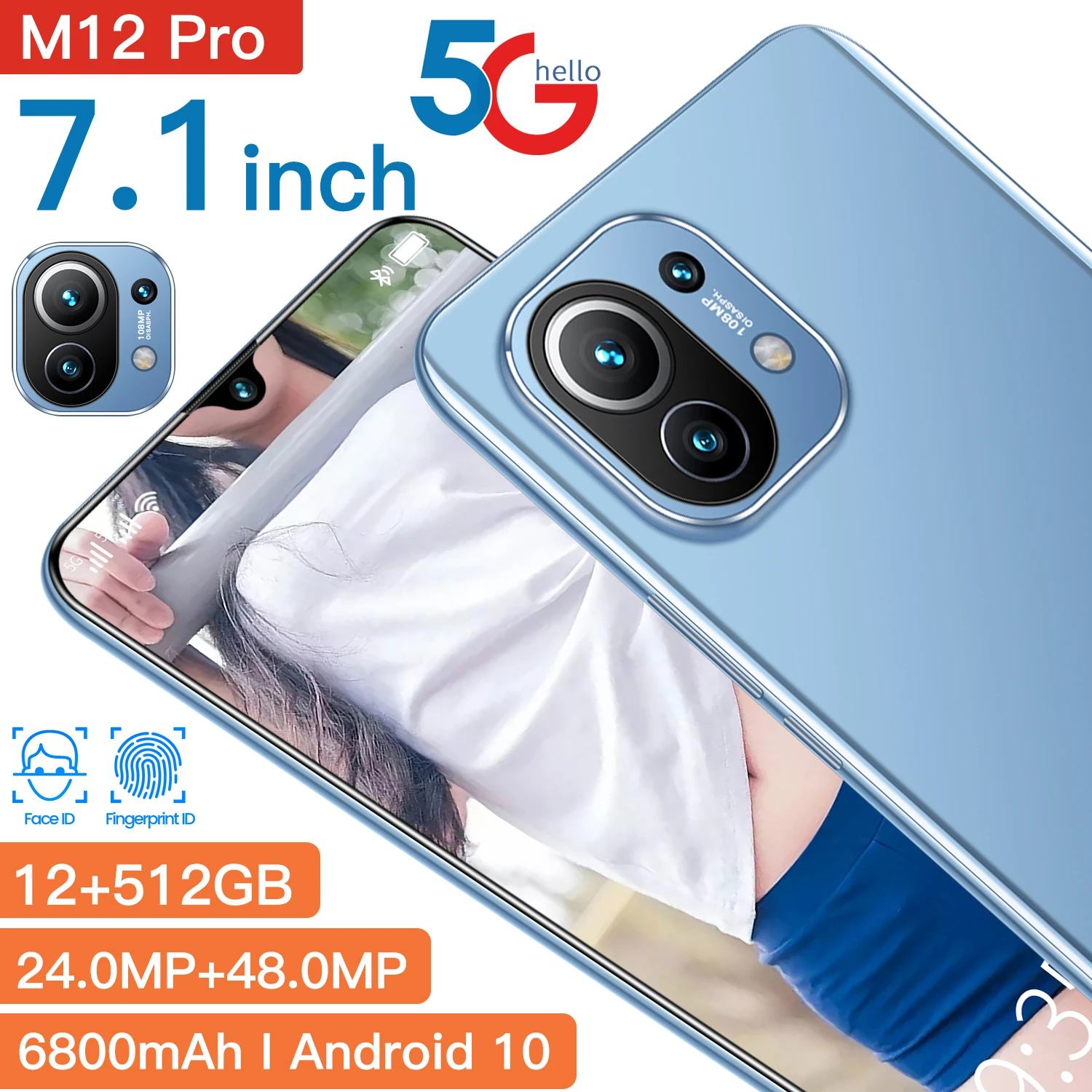 most popular android tablets Min Laptop Android 7.1 Inch M12 Pro 16GB 512GB 6800mAh Dual SIM 5G 10 Core Bluetooth 24MP 48MP Face ID Global Version Tablet best affordable tablet