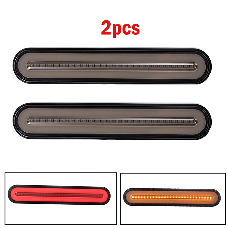 

2pcs 100 LED Trailer Truck Brake Light Stop Flowing Turn Signal Brake Rear Tail Light Waterproof Neon 3 in 1 Halo Ring 12-24V