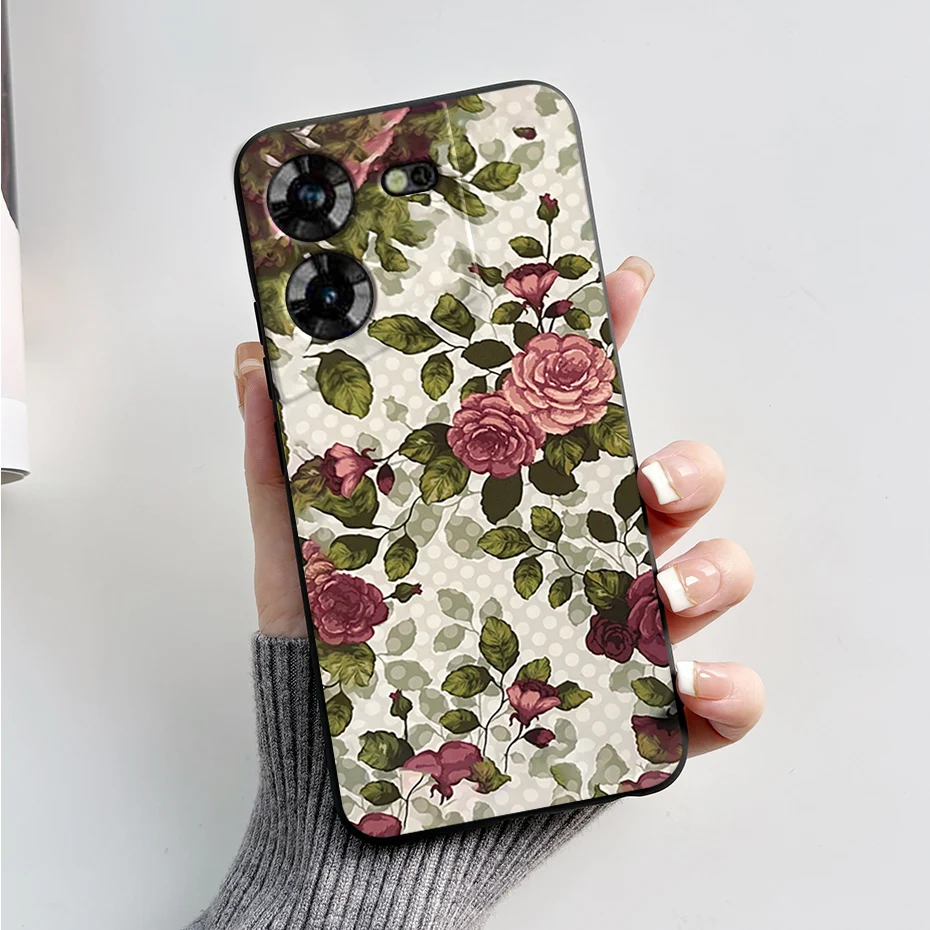 Stylish Black Silicone Phone Case with Pattern - Slim and Soft  Cover