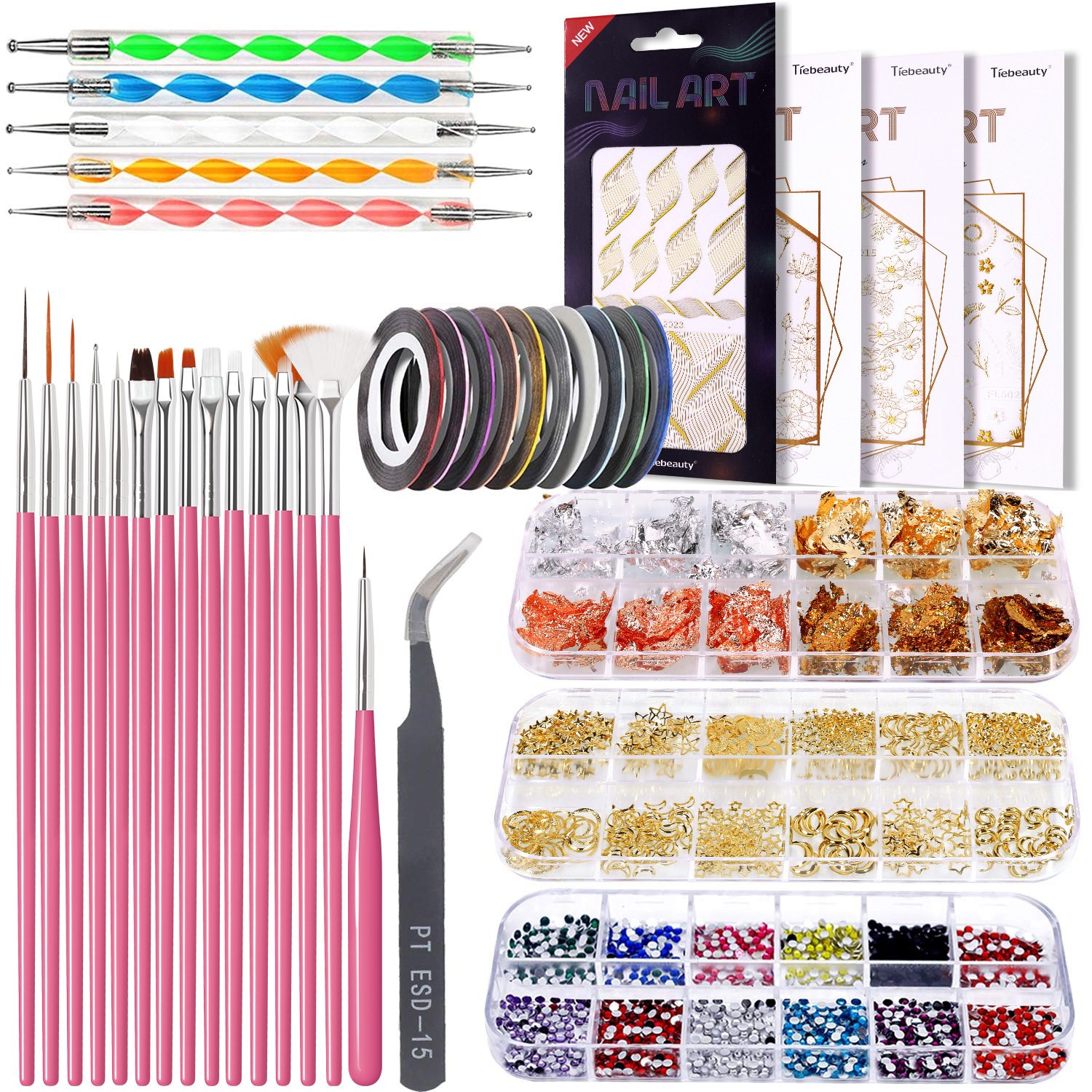  LULAA Manicure Set for Nail Sequin Kit Nail DIY Accessories Set Nail Art Brush Dotting Pen Nails Accessories Manicure Tools 