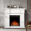43” Electric Fireplace Mantel Wooden Surround Firebox, TV Stand with Freestanding Electric Fireplace, Remote Control 1