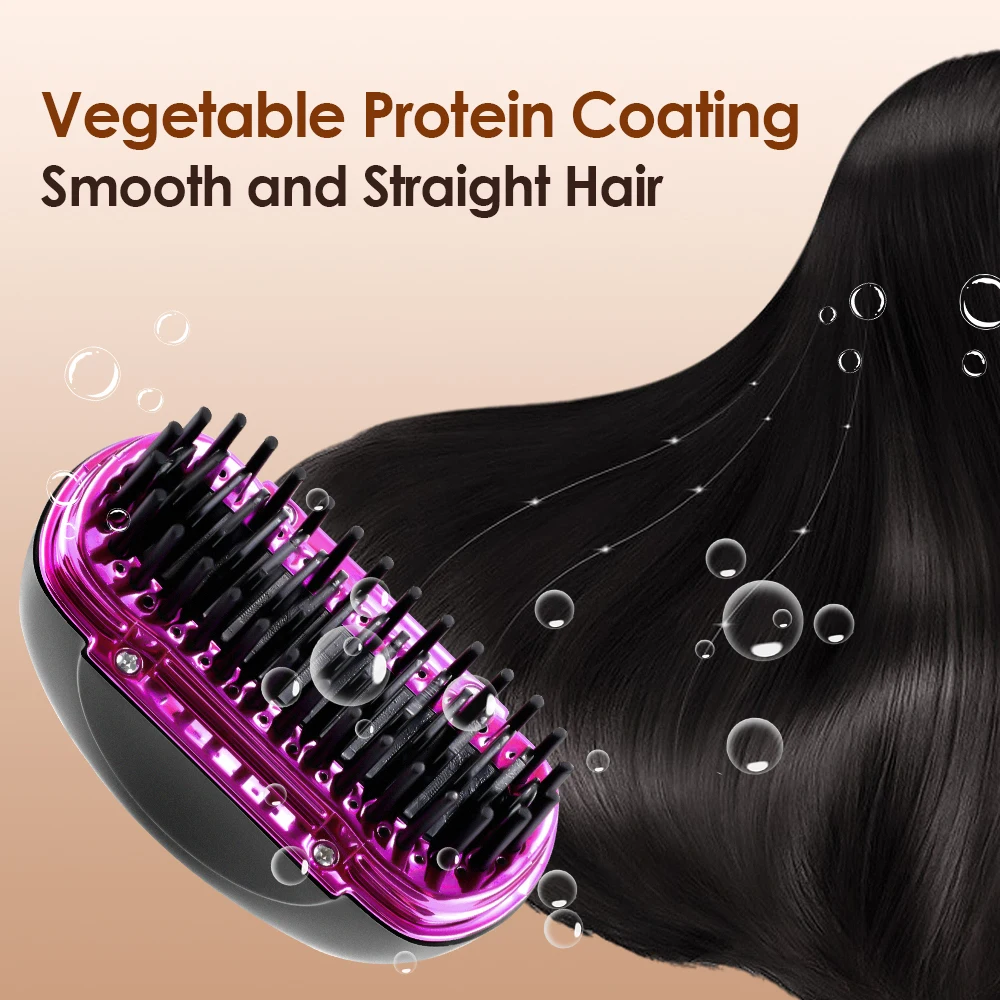 Portable Mini Straightening Comb USB Rechargeable Travel-Friendly Hair Straightener Brush Anti-Scald Cordless Hair Straightener 4