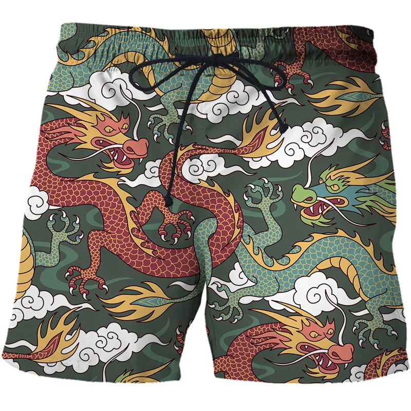 Dragon Totem Graphic Beach Shorts Pants Men y2k 3D Printing Surf Board Summer Hawaii Swimsuit Swim Trunks Cool Ice 3