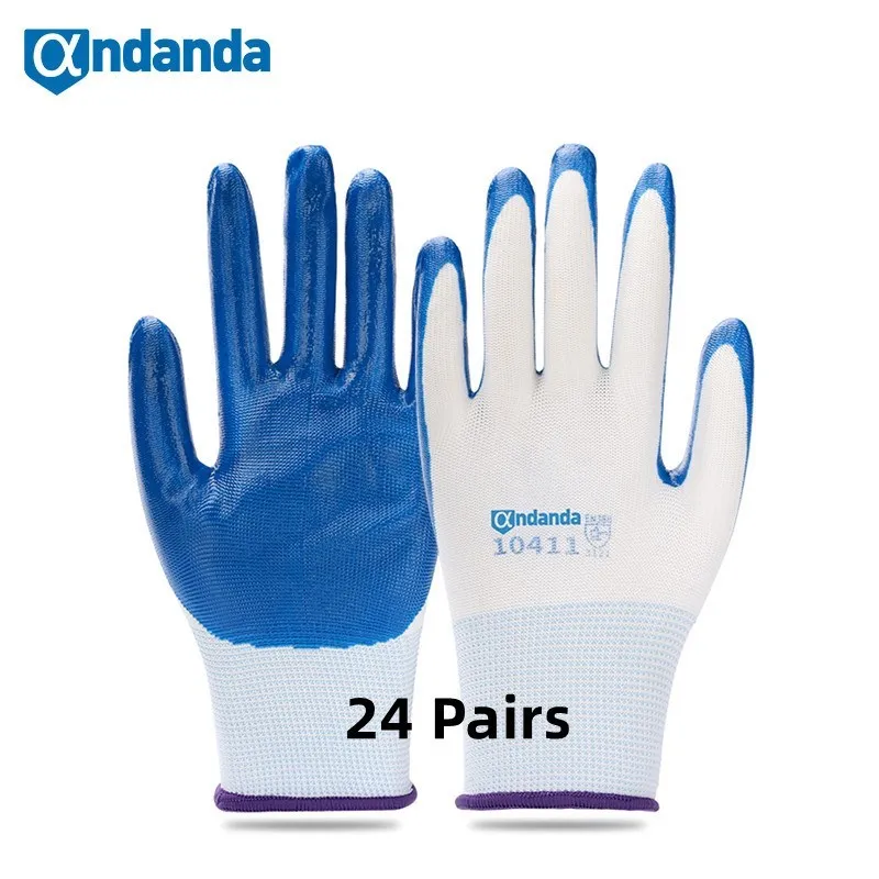 

Andanda Work Gloves Palm Dipped Nitrile Gloves Mechanic Repairing Abrasion Resistance Safety Gloves Security Protection