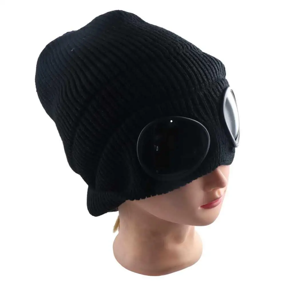 With Glasses Skullies Caps Ear Protection Men Beanie Caps Pullover Cap Knitted Hats Korean Beanies Women Wool Caps Ski Cap - 5