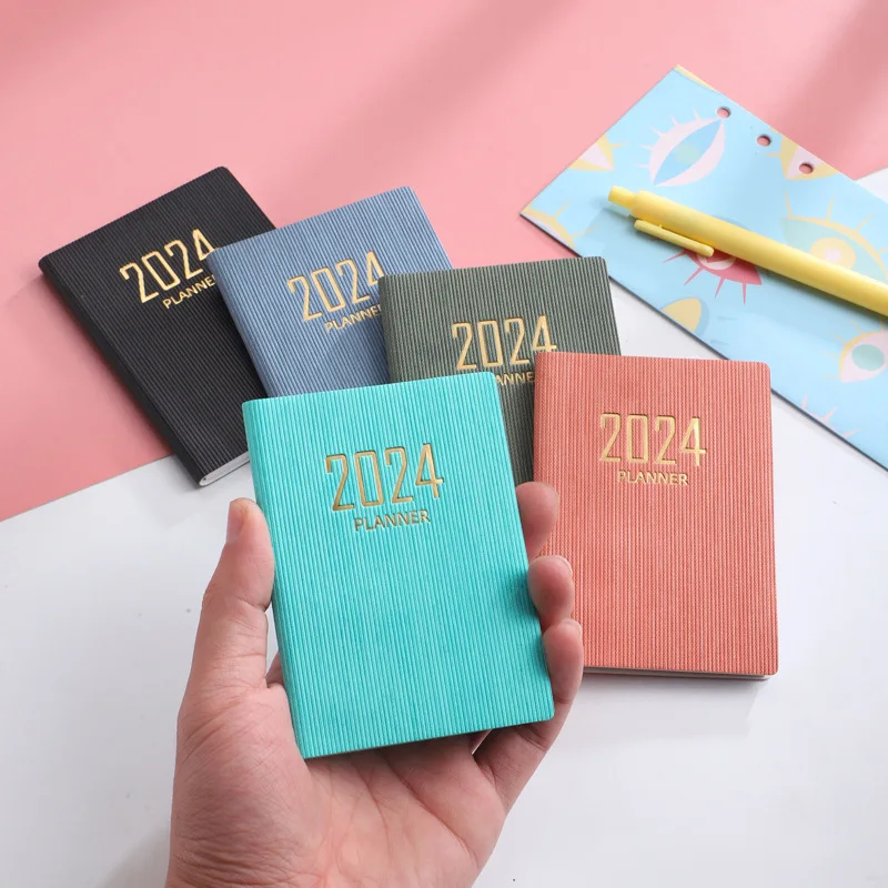 

A7 Mini Pocket Notebook 365 Days Notepad Diary English Notebook Day Week Month Planner Office School Stationery for 2024 Year