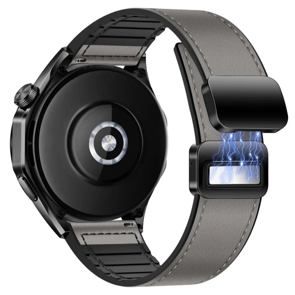Leather and Silicone Comfort Strap - 22/20mm Adjustable Bracelet Band Accessory