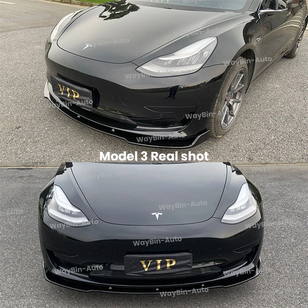 Front Bumper Lip Auto Black Samurai Sport Trim Spoiler ABS Body Kits Auto Exterior Accessoires For-Tesla Model 3 Y
