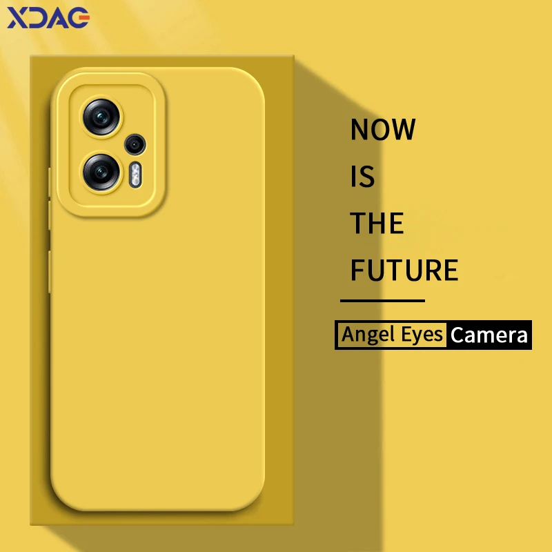 Angel Eyes Liquid Silicone Phone Case for Xiaomi POCO X4 GT 5G 360 Camera Protective Soft Shockproof Back Cover POCOX4 X4GT Bags