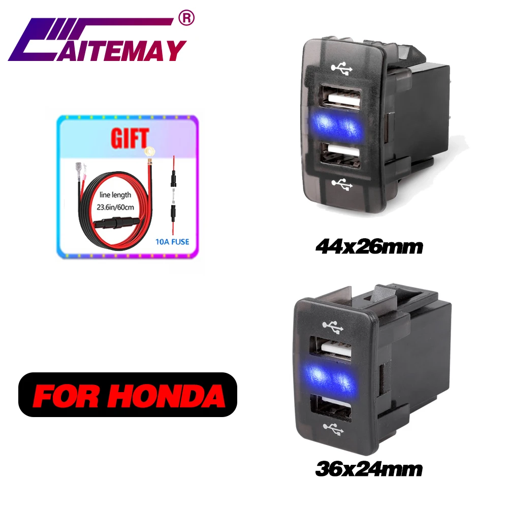 Автомобильное зарядное устройство с двойным интерфейсом USB 4 2 а для Honda Civic Spirior CRV