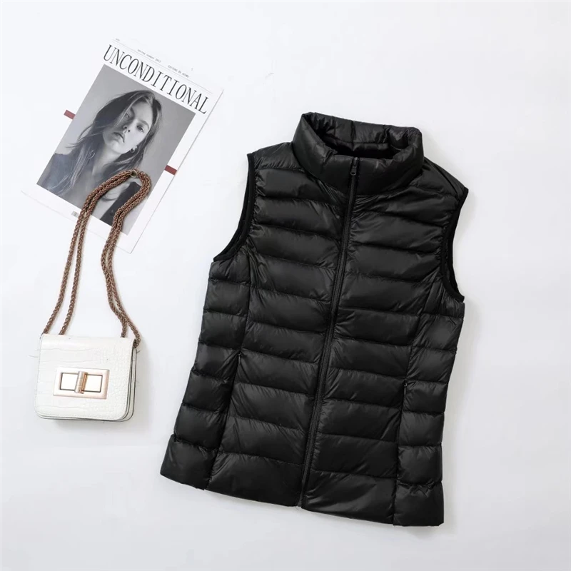 Womens Sleeveless Puffer Jacket Plus Size 5xl  7xl 8xl Female Ultra Lightweight Packable Fashion Stand Collar Casual Down Vest - 6