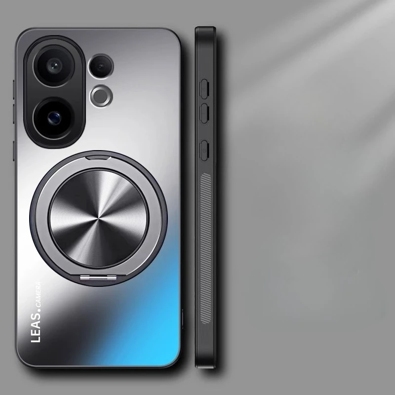 Magnetic Matte Shockproof Case with 360° Rotating Ring Holder and Stand Feature