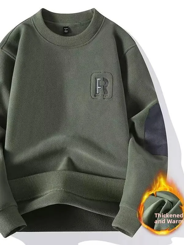 Thiened Long Sve Fce Hoodie Men's Autumn Winter Double-sided Velvet Trendy Brand Versatile Fce-Lined Base irt