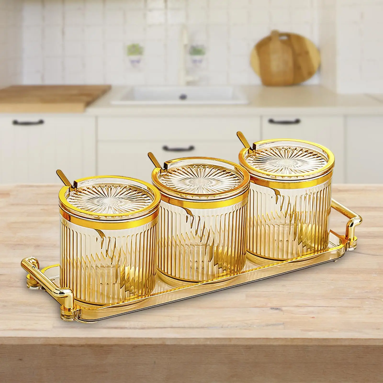 

Контейнер для сахара 3x с крышкой ложкой и основанием, набор кастрюль, коробка для специй, для кухни, соли, кафе, фотоемкость