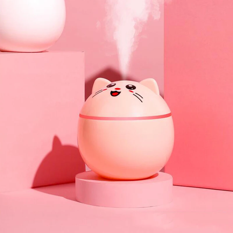 

Air Humidifier for Home Ultrasonic Car Mist Maker with Colorful Night Cute Cat USB Lamps Mini Office Summer Air Purifier