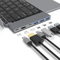 Tebe Dual USB-C Hub 6 IN 2 Type-c to 4K HDMI-Adapter Thunderbol USB C Multi USB 3.0 Fast PD Charging Splitter for Macbook Lenovo 2