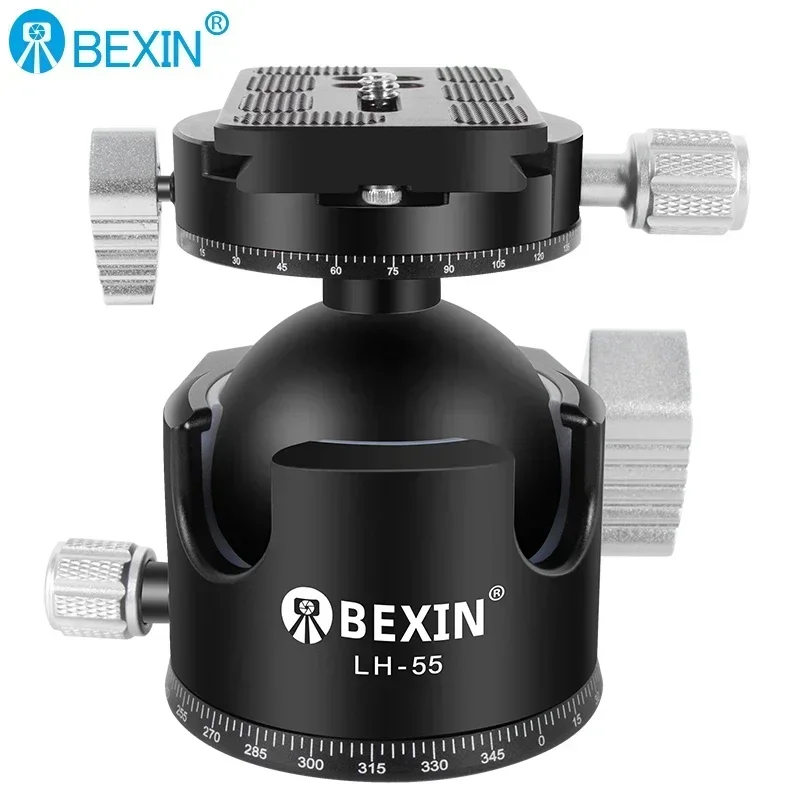 Tripod gimbal 55mm aluminum 360 &deg; panoramic ball head installation Yajia quick release plate Maximum Load capacity 35KG