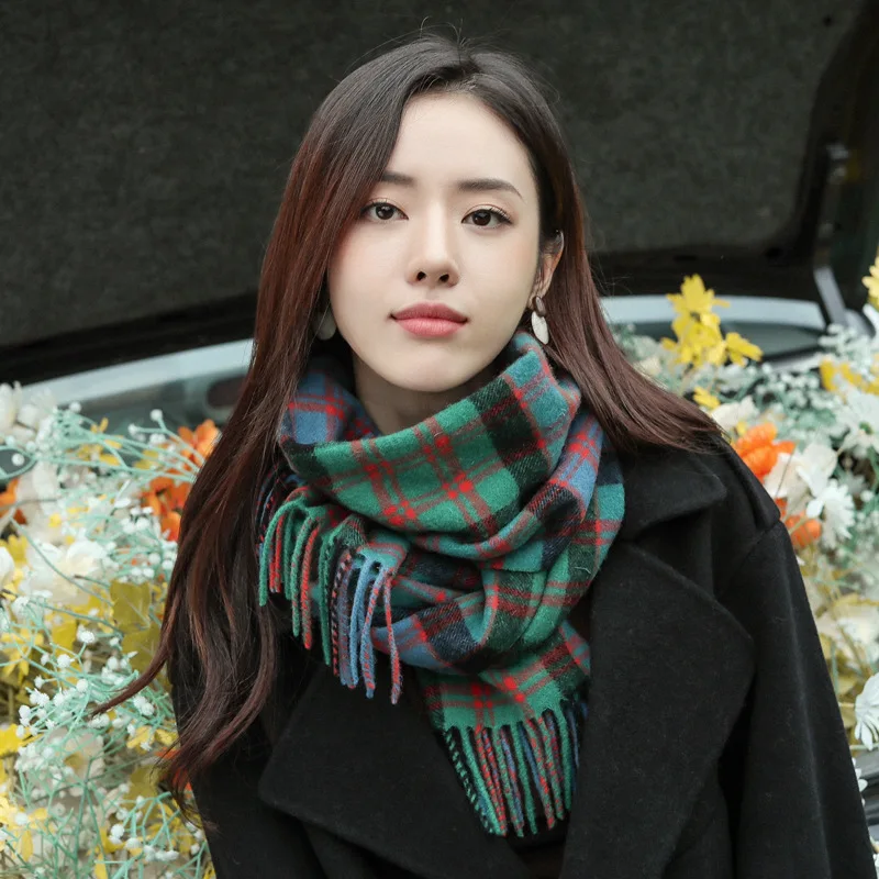 Thick Long Woolen Scarf for Women Winter Fashion Warm Geometric Pattern Versatile Gift for Couples Unisex Wrap Scarf - Image 4