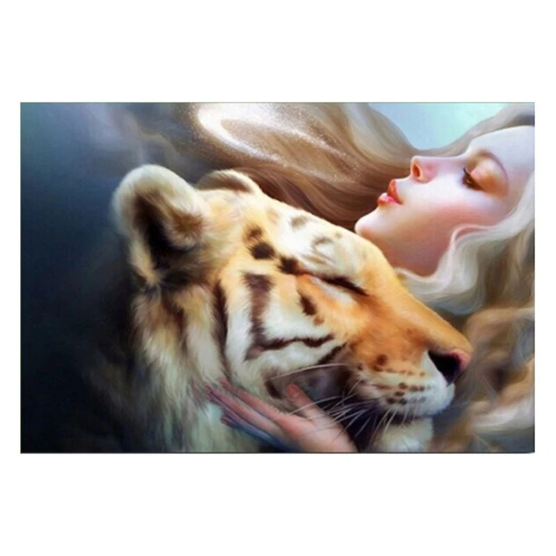 

Full Diamond Round Diamond Tiger Handmade Diamond Painting Cross Stitch Kit Diamond Embroidery Pattern Rhinestone Art