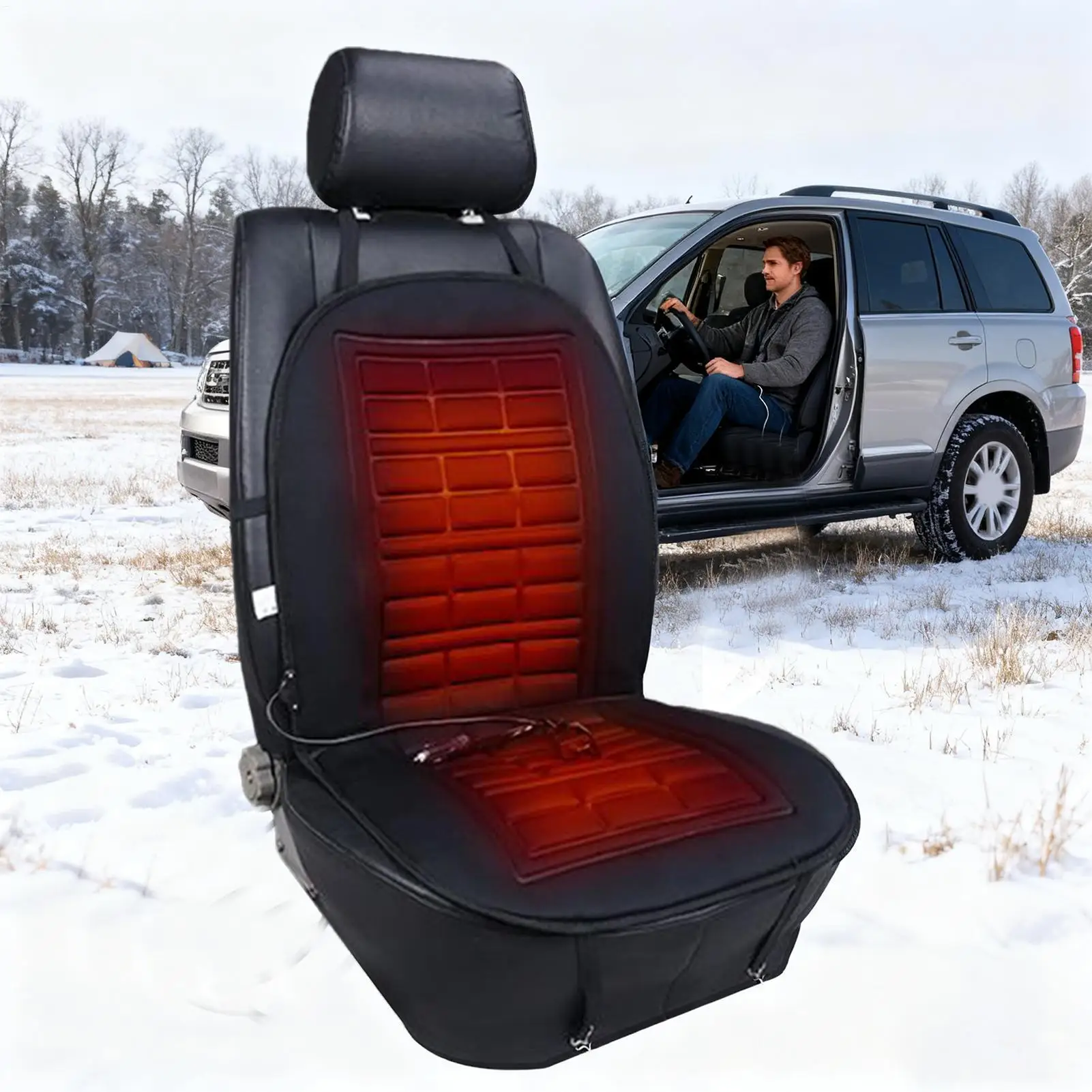 Winter Heated Car Seat Cover Warmer Automotive Accessories 12V Car Seat Warmer Pad with 2 Levels Car Seat Protector Cloak Cover
