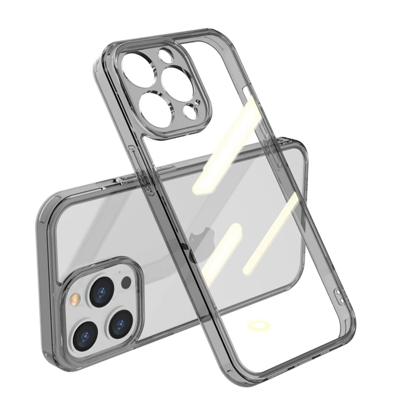 Durable Transparent Shockproof Tempered Glass Phone Case with Clear Hard Bumper