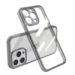 Durable Transparent Shockproof Tempered Glass Phone Case with Clear Hard Bumper - iPhone 11 (Clear Black)
