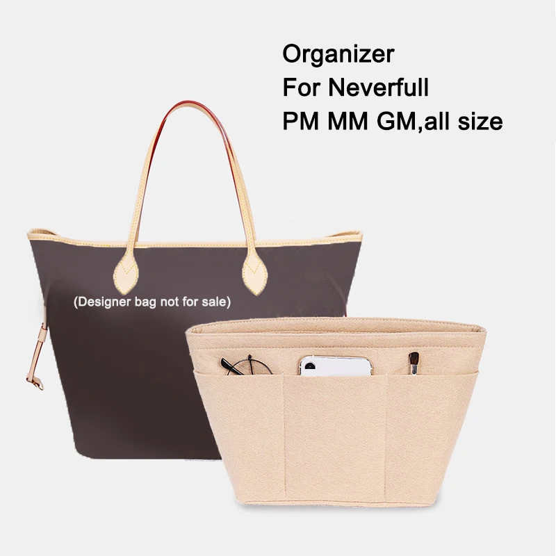 Travel Insert Bag Organizer For Neverfull PM MM GM ,Top Zipper 12