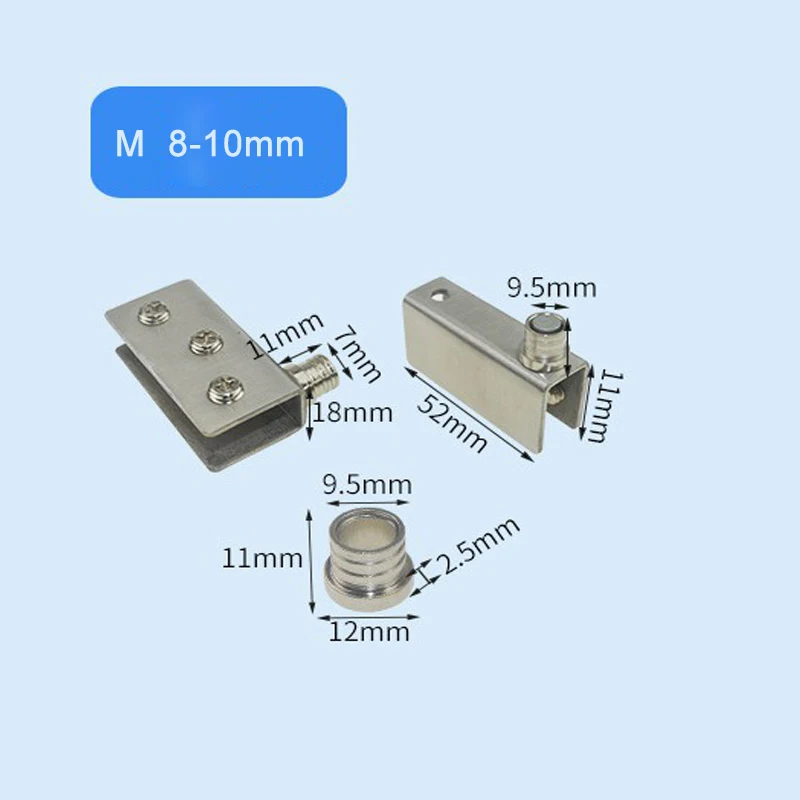 Glass Pivot Hinge Rotation Axis Stainless Steel Furniture Wine Cabinet Clamp Clip Shaft Hidden Glass Door Hinge