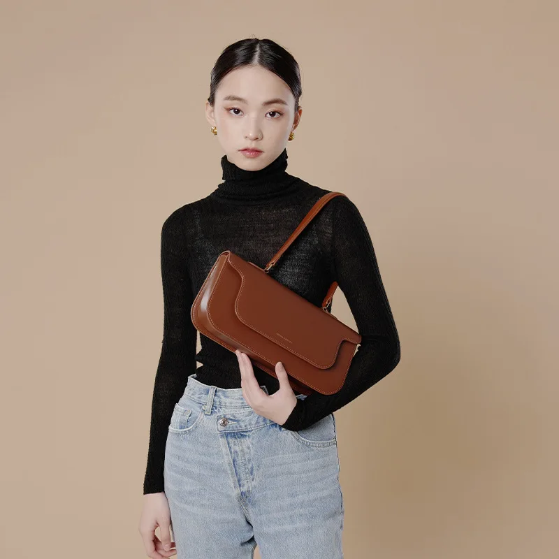 Genuine Leather New High-Quality Underarm Bags Women's Shoulder Bags Simple OL Office Design Bag