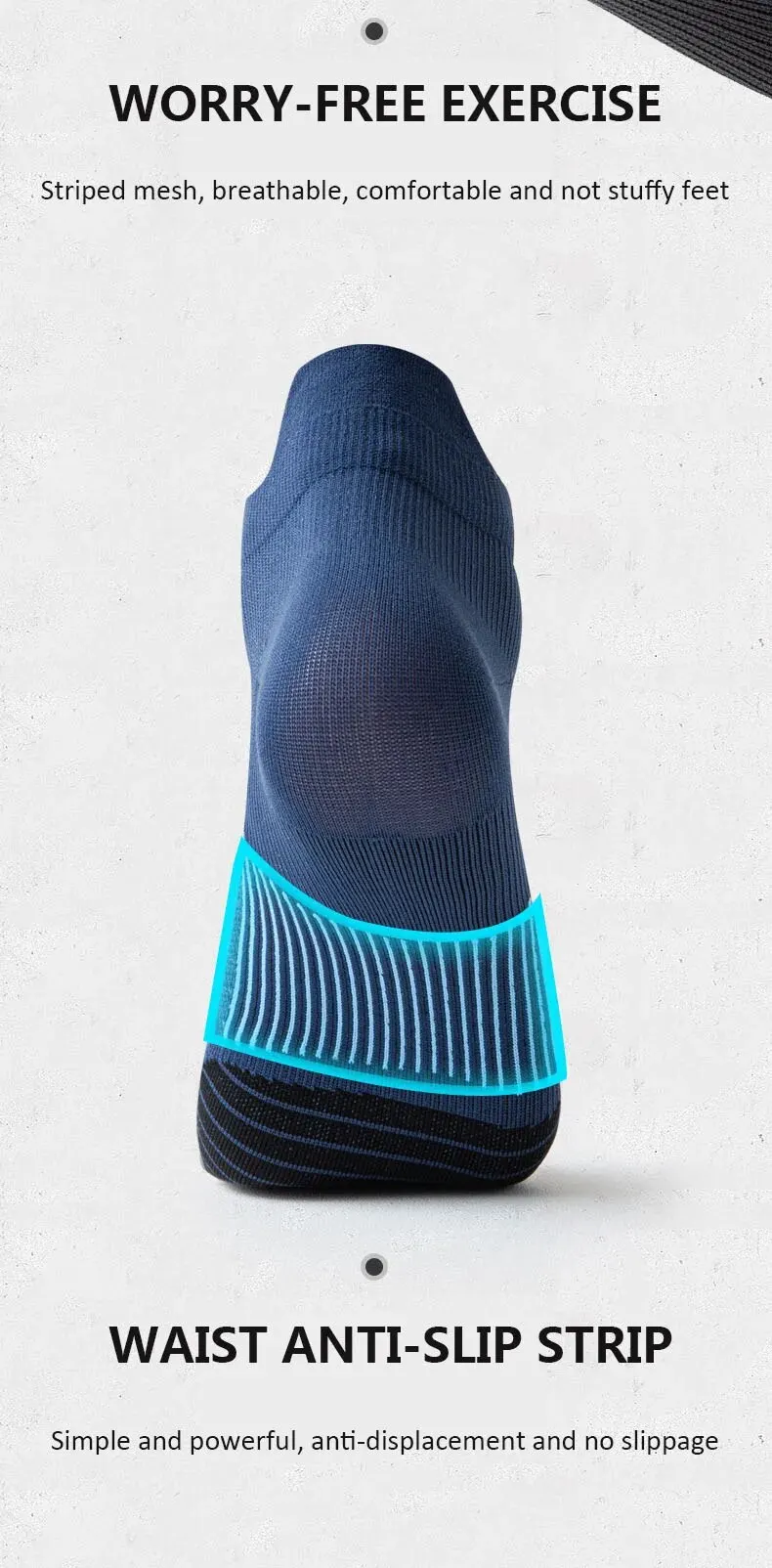 Running Ankle Socks - 4 Pairs Athletic Breathable Mesh Quick Dry Socks for Men & Women