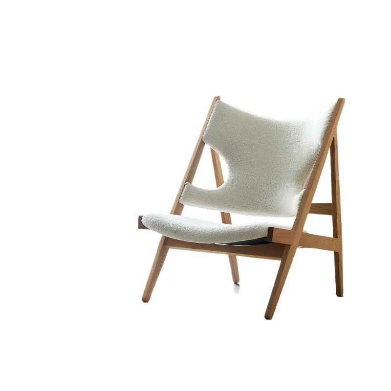 

LXL Leisure Chair Solid Wood Single Sofa Lambswool Home Living Room Retro