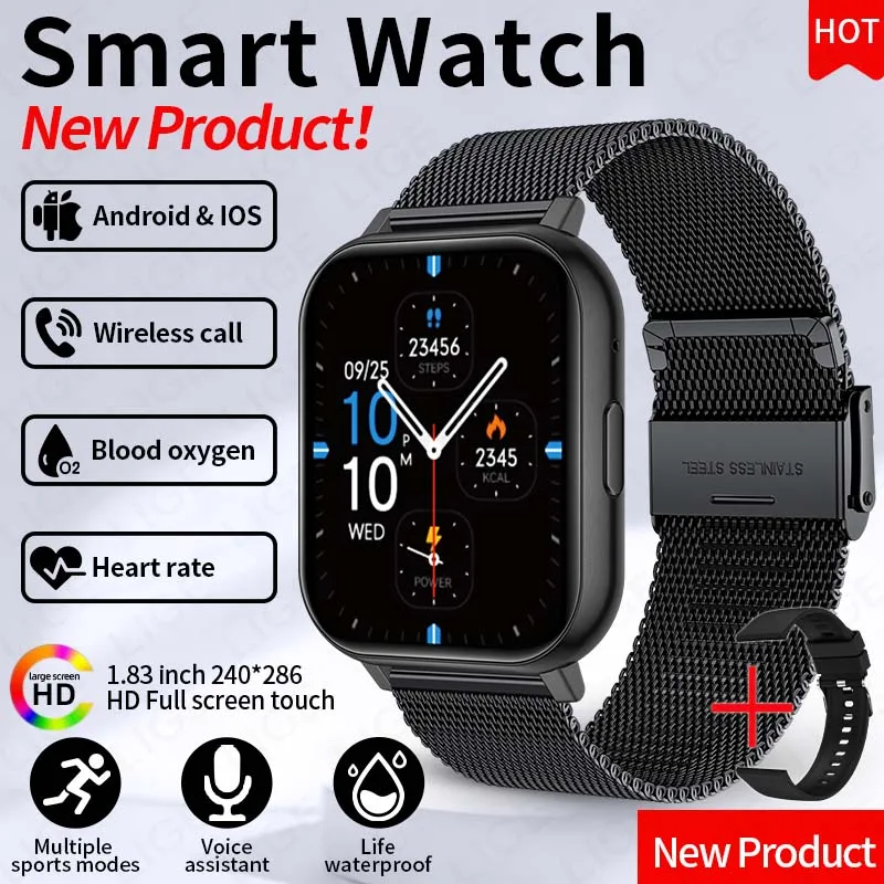 LIGE 2026 Health Monitor 1.83" HD Screen Fitness SmartWatch Call thumbnail 8
