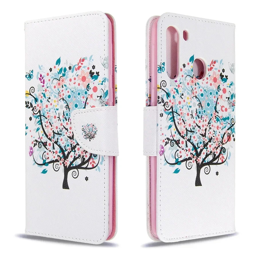 Elegant Magnetic Flip Leather Wallet Case with Artistic Paintings Design