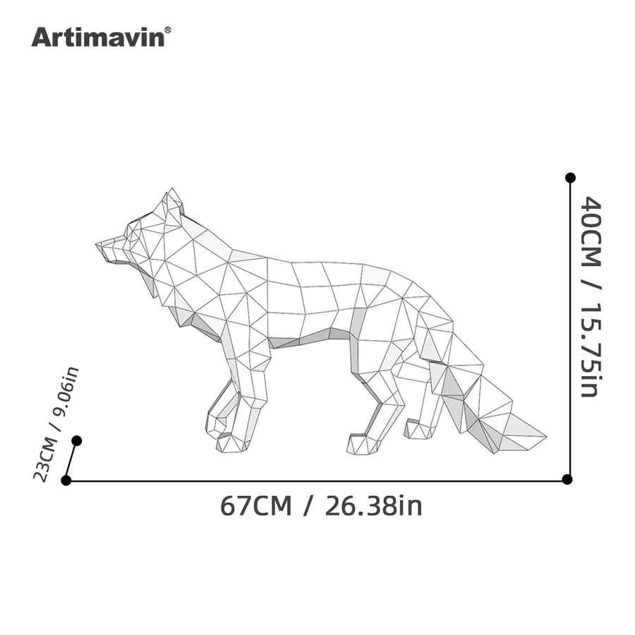 Fox Creative DIY 3D Paper Sculpture Model Handmade Origami Decorative Paper Art Trendy Toy Ornament