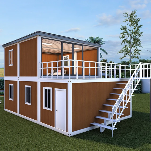 Prefabricated houses for 3 4 bedrooms custom factory Flat house for 40 foot luxury prefabricated containers with 2 floors 1