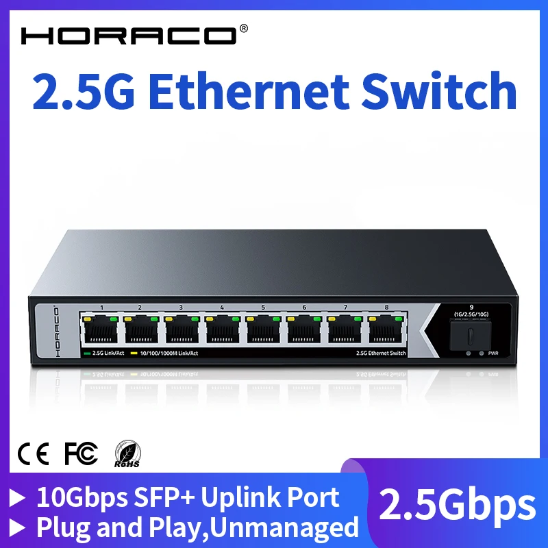HORACO　10G/2.5G スイッチングハブ Horaco 8-port 2.5GbE and 1-port 10GbE Sub $100 Switch Review
