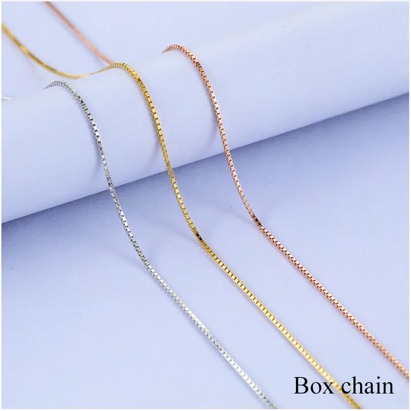 925 Sterling Chain 40cm-60cm Box Chain Necklace for Women Girls Kids Children Jewelry sterling chain necklace